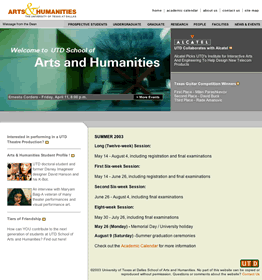 The University of Texas at Dallas Web Design School of Arts and Humanities Main Site