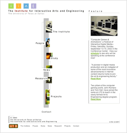 The Institute for interactive arts and engineering at UT Dallas web site 1