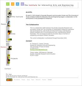 The Institute for interactive arts and engineering at UT Dallas web site 2
